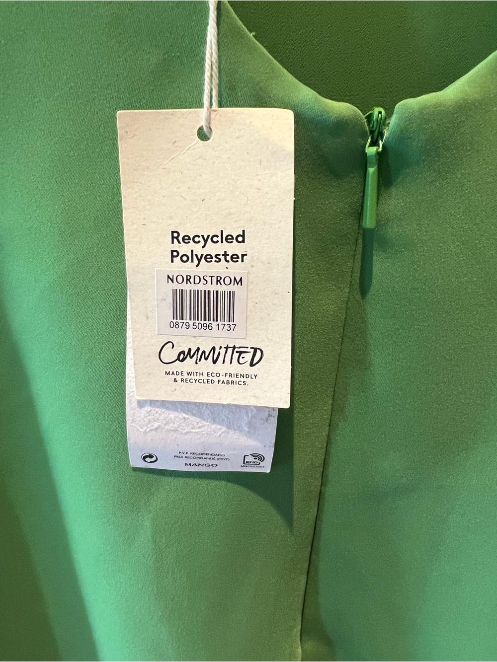Nordstrom Green Long-Sleeve Mini Shift Dress - Picture 3 of 6